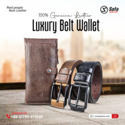 Luxury Leather 3Pics Belt long  Wallet Combo Pack