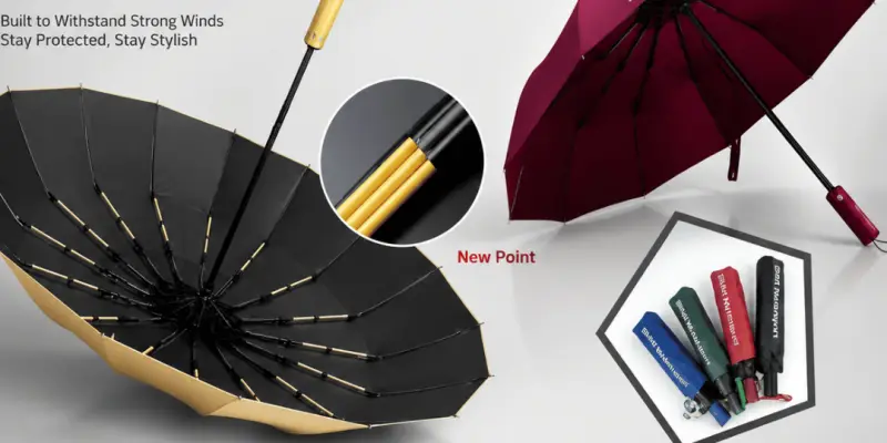 BMW Premium 16-Rib Umbrella | Auto Open & Close | Strong Wind Resistant